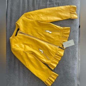 Pu leather mustard jacket zara xs